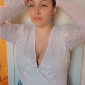 White sequin bodysuit